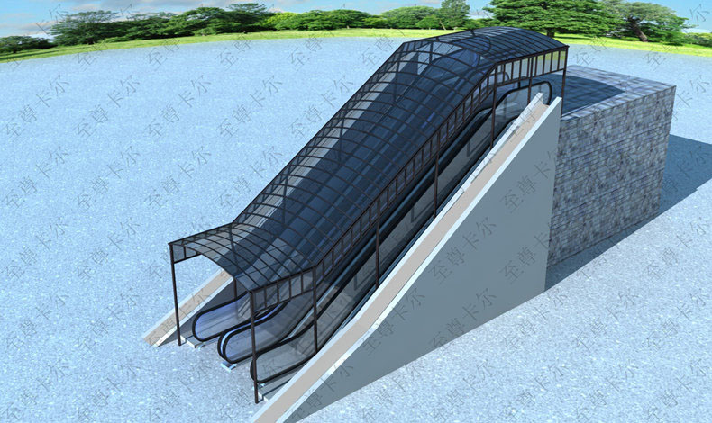 北京雨搭廠家？室外扶梯梯雨棚圖片？